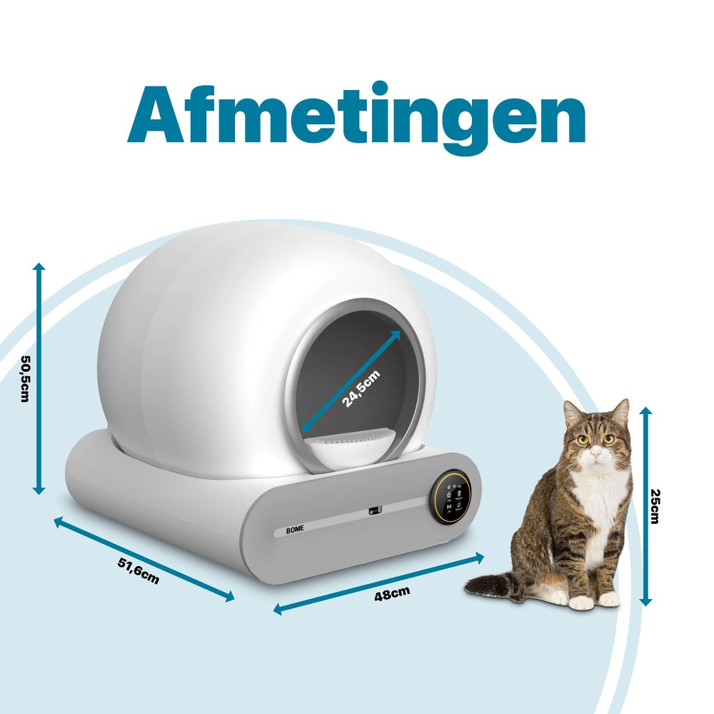 Automatische Kattenbak - Zelfreinigend - Met App en Touchscreen - Zilverkleurig