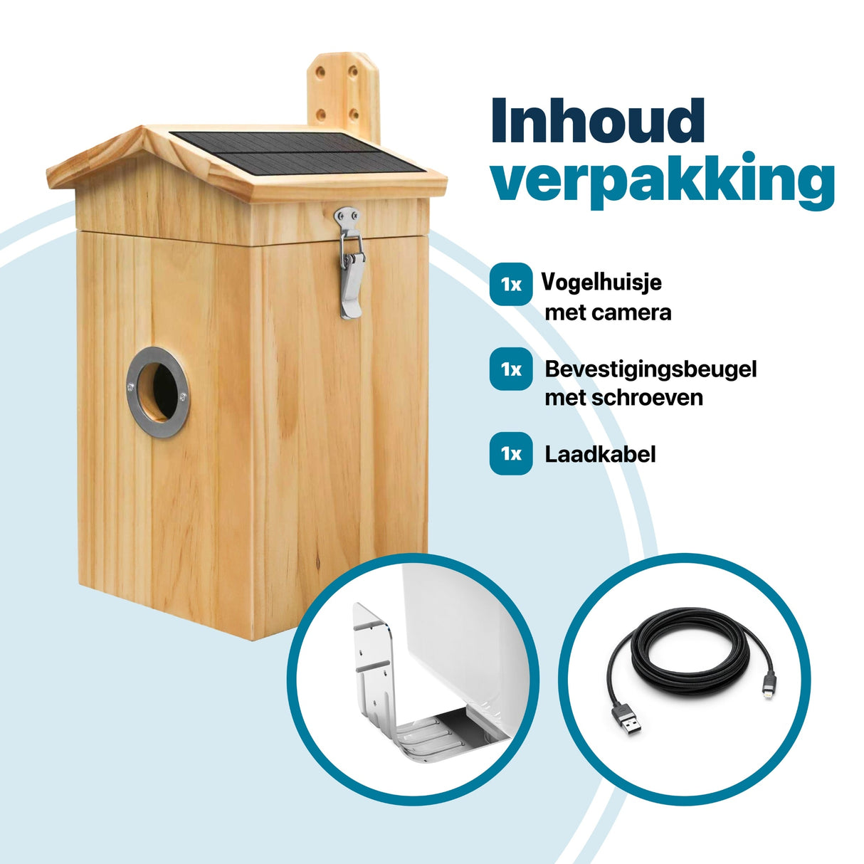 Vogelhuisje met Camera en Audio - Hout - Nestkastje - Ingebouwde Zonnepanelen