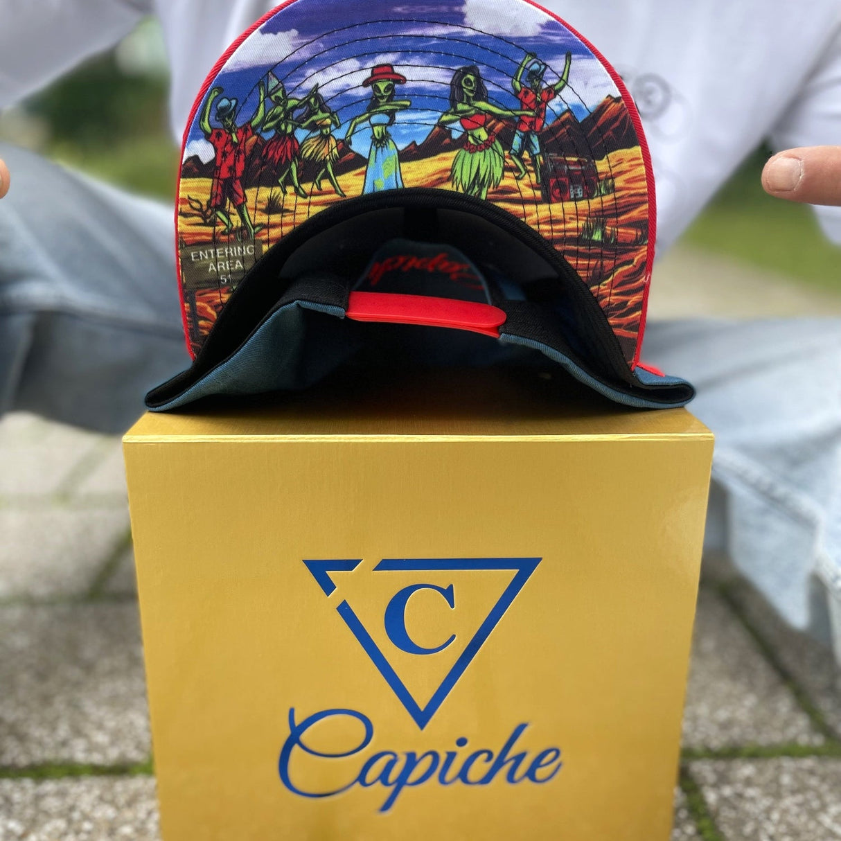 Alien Party Snapback - Blue/Red & Clear Rubber Logo