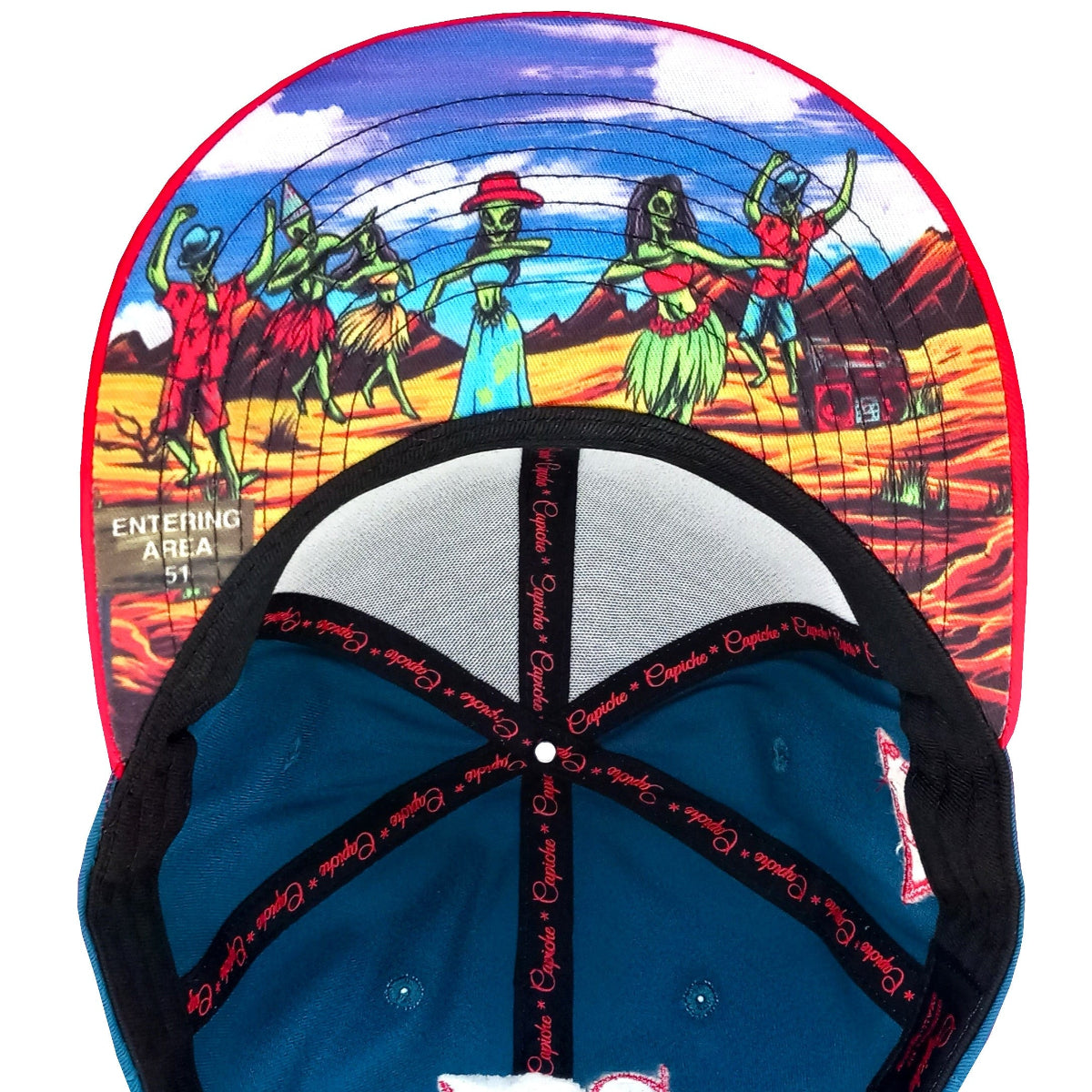 Alien Party Snapback - Blue/Red & Clear Rubber Logo