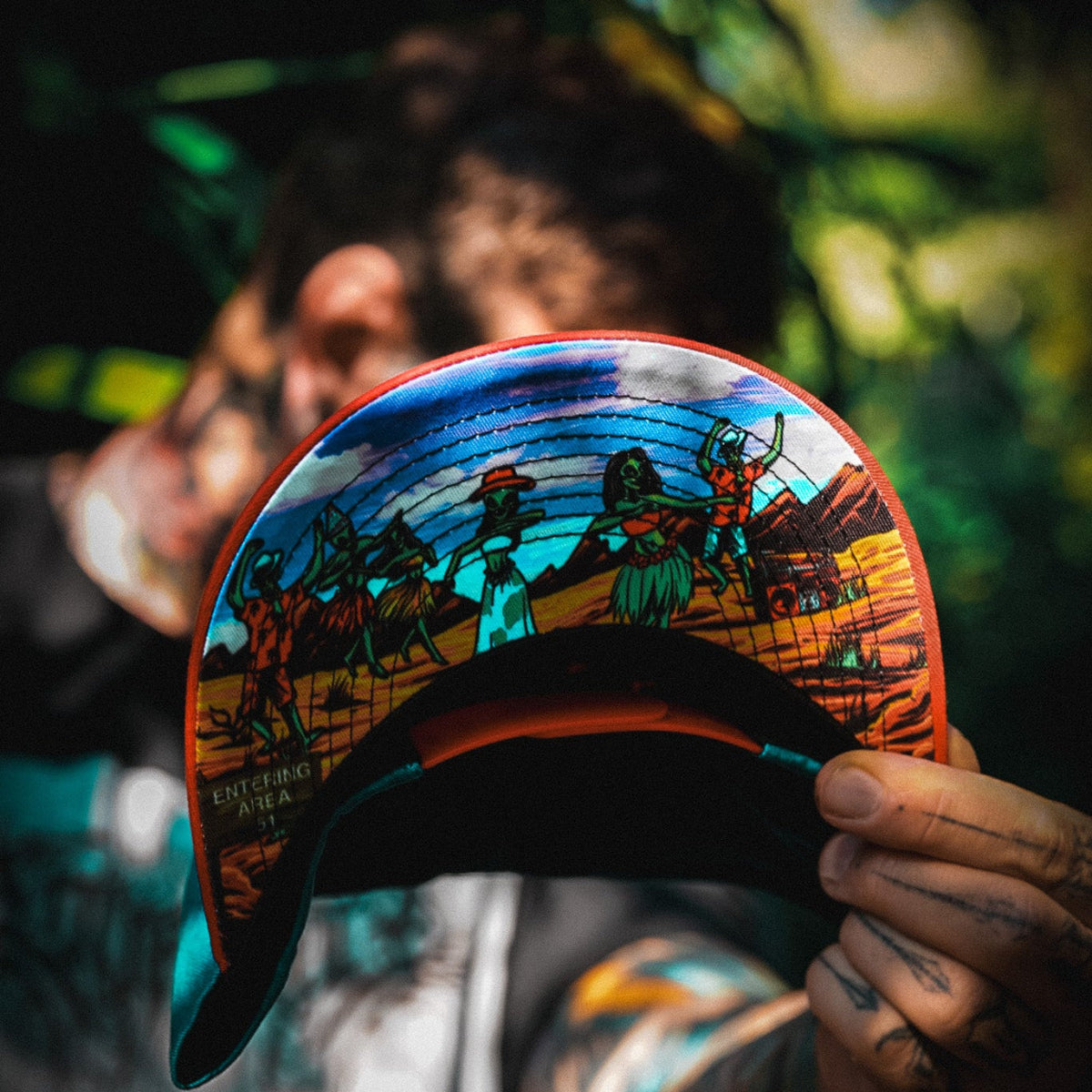 Alien Party Snapback - Blue/Red & Clear Rubber Logo