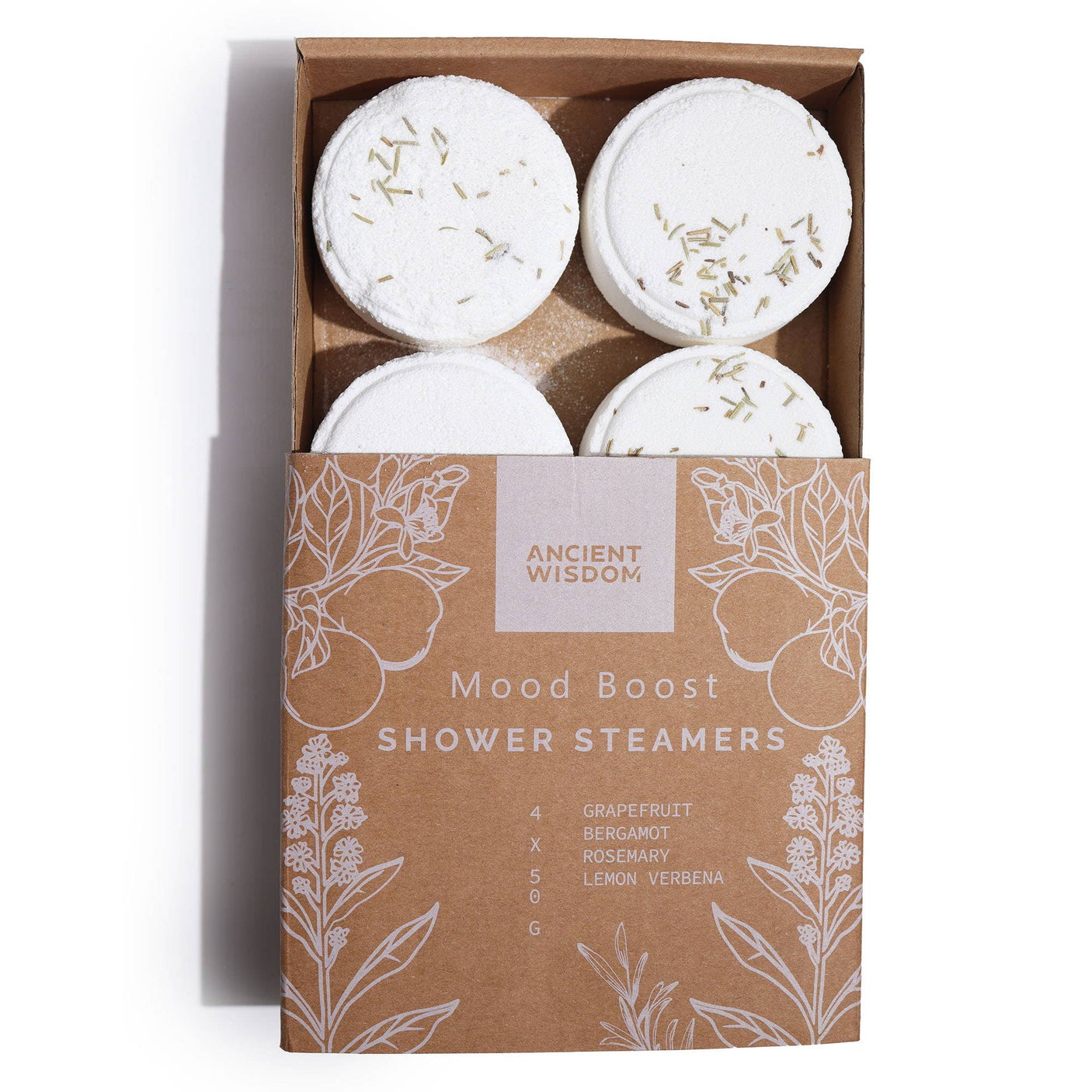 Shower Steamers Zen Wellness set Luxueuze Douche tabletten met etherische oliën. Mood Boost wit