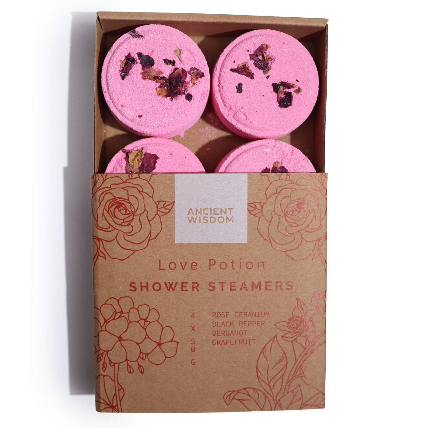Shower Steamers Zen Wellness set Luxueuze Douche tabletten met etherische oliën. Roze Rozen