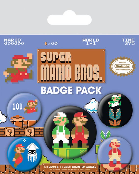 Super Mario Bros badgepakket Batman badgepakket Set van 5 buttons gelicentieerde merchandise badge pack leuk cadeau voor iedereen Wehebbenallesinhuis.nl