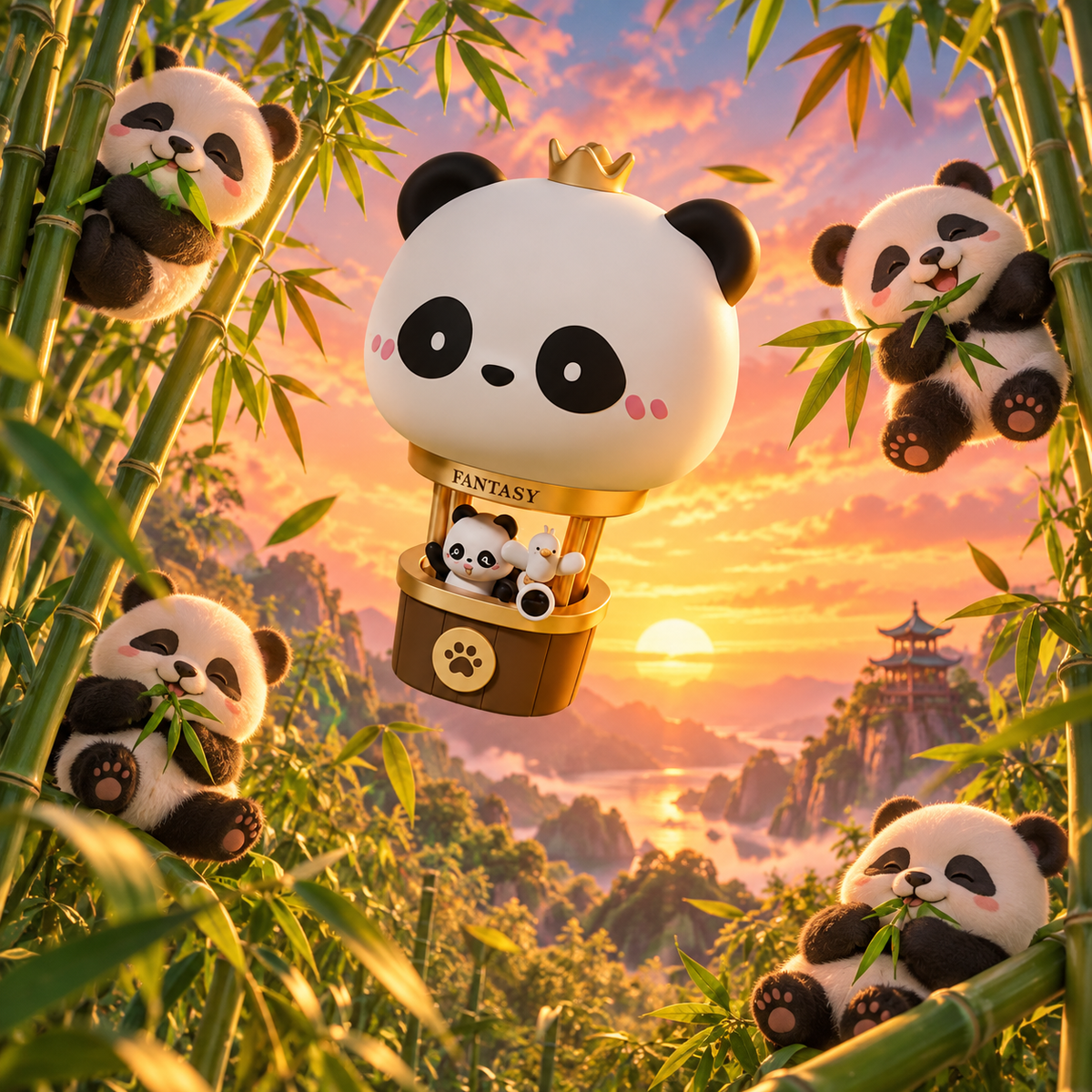 Panda Nachtlampje Luchtballon – Siliconen Bedlampje voor Kinderkamer – Drie Standen Dimbaar & Oplaadbaar