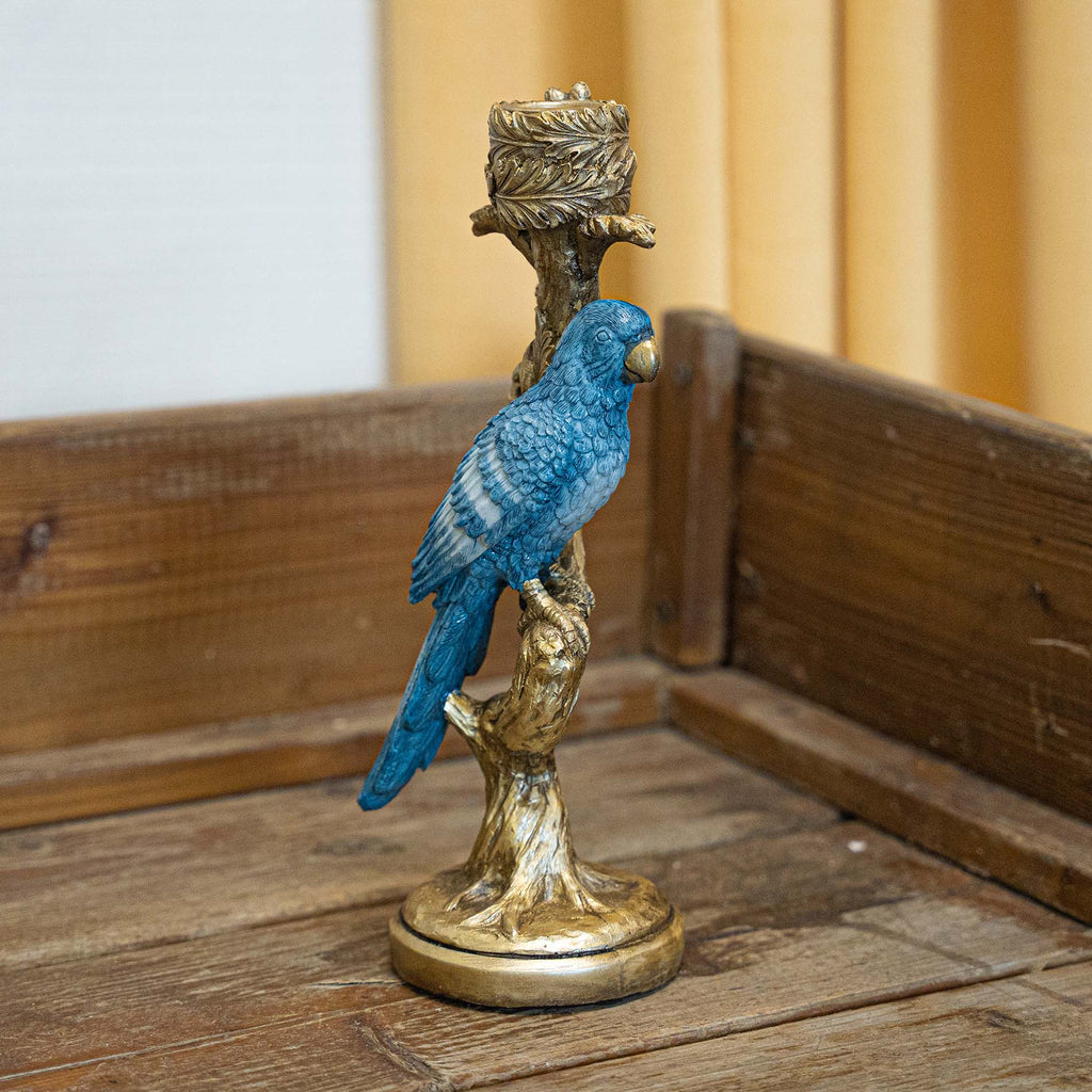 Candle Holder - Blue Parrot ↑ 26 Cm