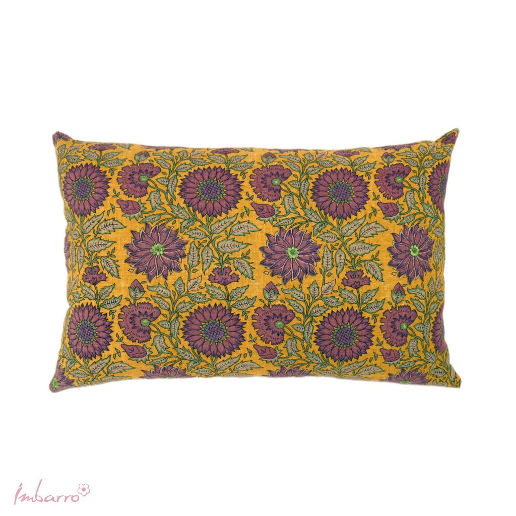 Decorative Cushion Imbarro - Floral Print - Yellow