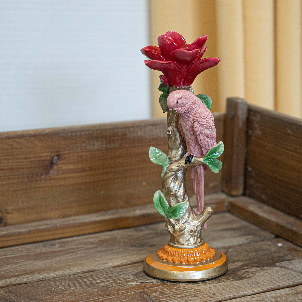 Candle Holder - Pink Parrot ↑ 26 Cm