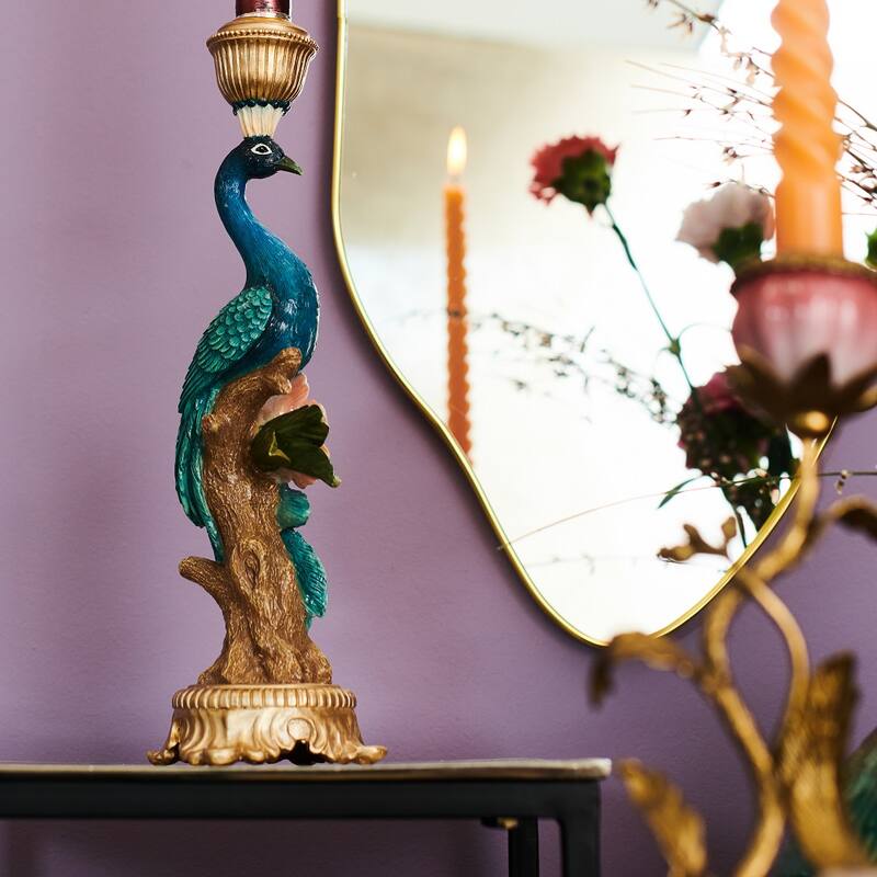 Candle Holder - Peacock Multi - ↑ 29 Cm