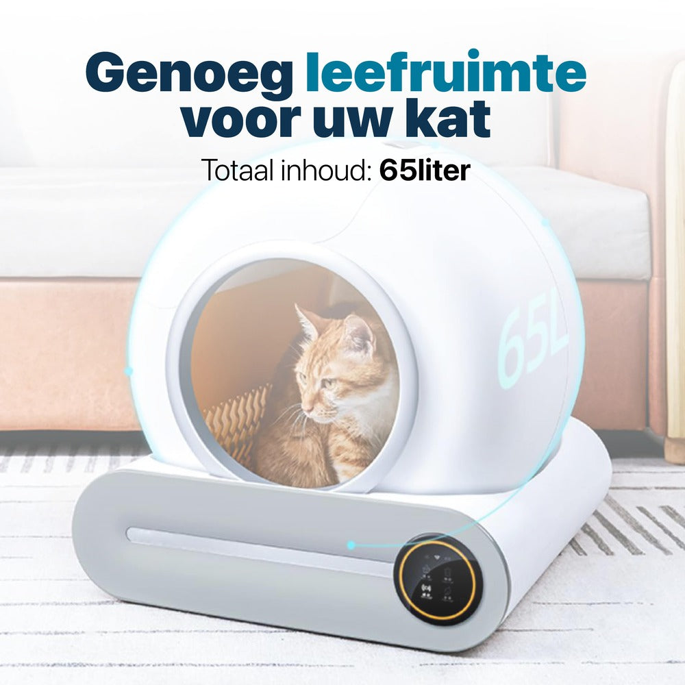 Automatische Kattenbak - Zelfreinigend - Met App en Touchscreen - Zilverkleurig