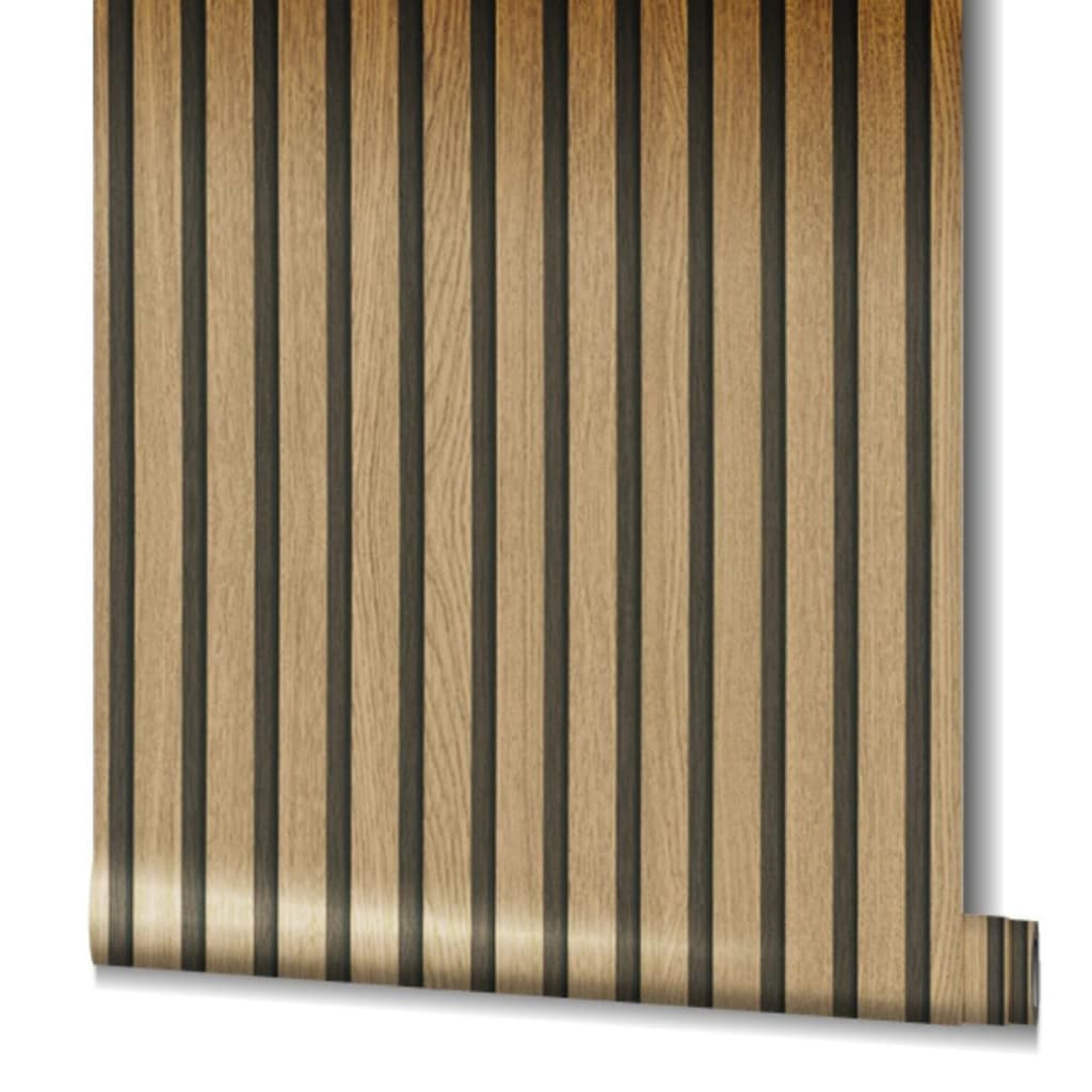 Behang Botanica Wooden Slats bruin en eikenkleurig