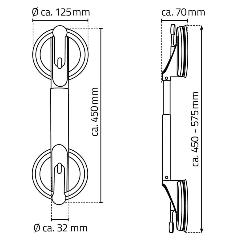 Handgreep met zuignappen telescopisch 100 kg 12,5 cm A0150301