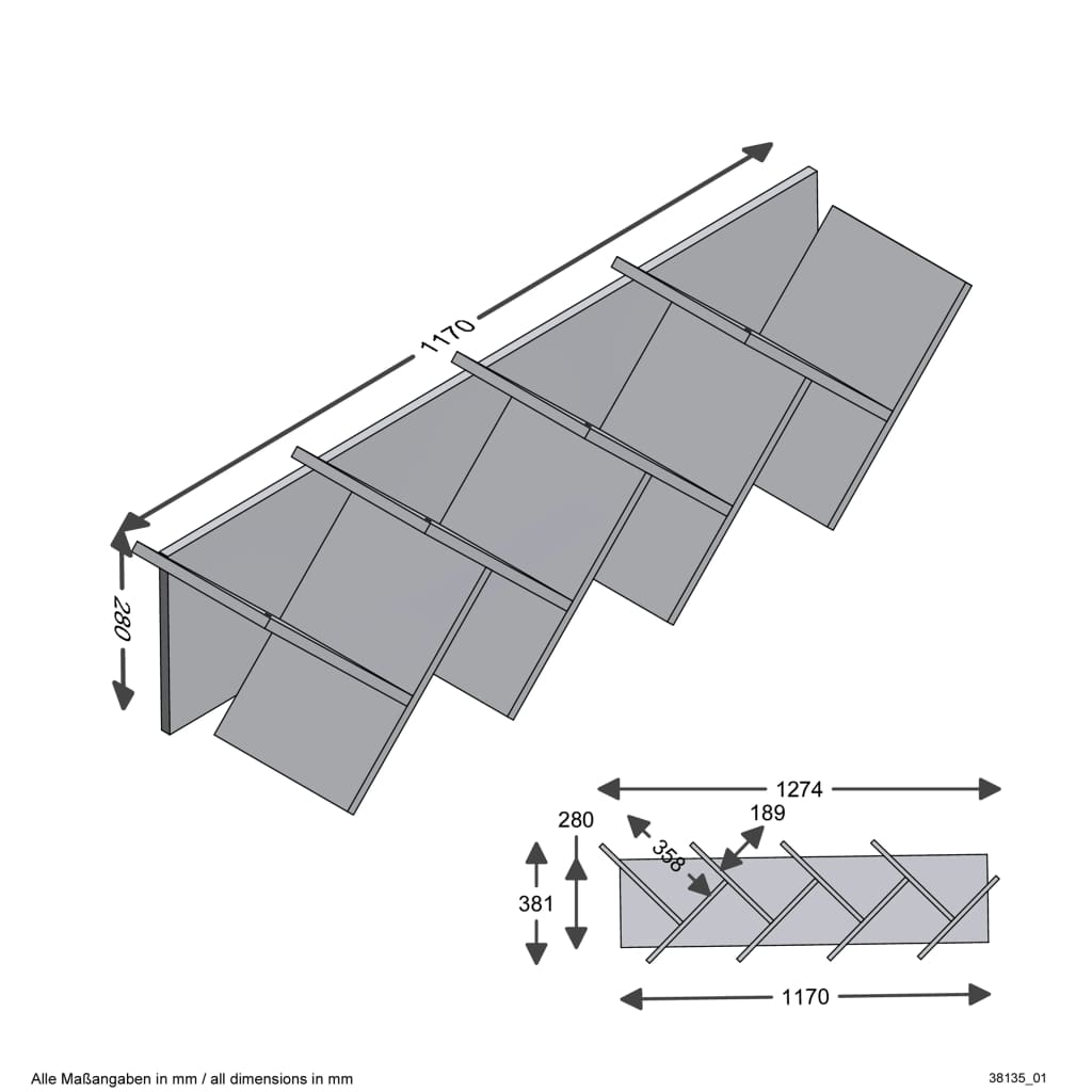 Fmd Boekenplank Zwevend Geometrisch Kleurig En Eiken en zwart