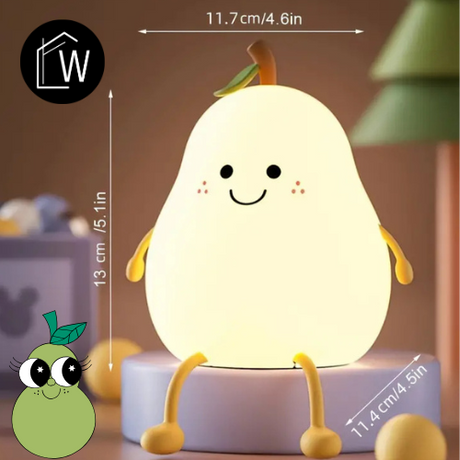 Actie Bedlampje - Nachtlampje Toffe Peer - USB oplaadbaar - Met Timer