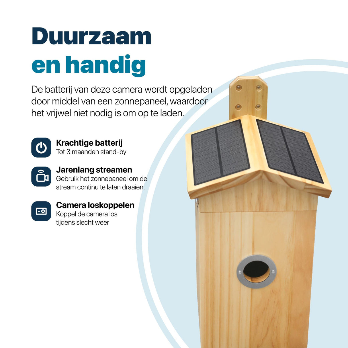 Vogelhuisje met Camera en Audio - Hout - Nestkastje - Ingebouwde Zonnepanelen