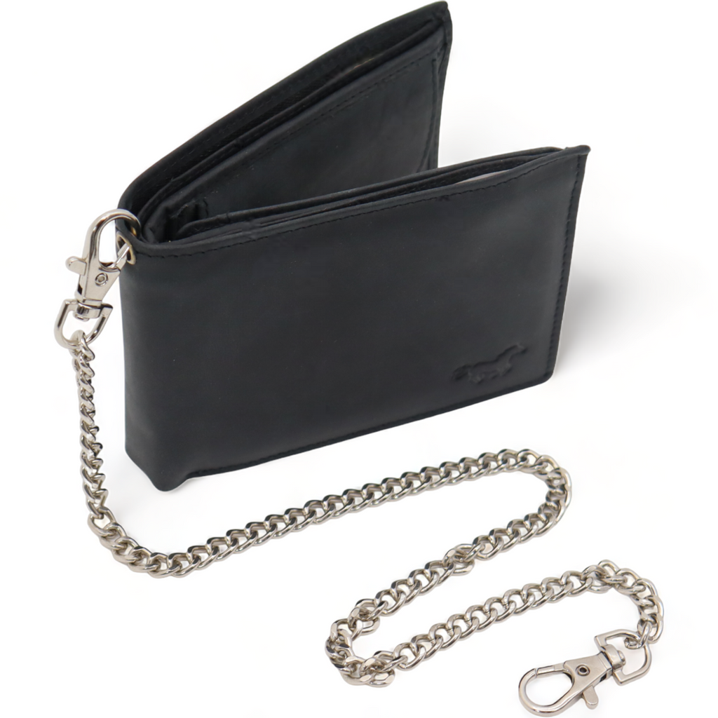 Portemonnee Met Ketting - Xl Biker Wallet - Wallet Chain - Extra Uitgebreid - Grote Portemonnee - Rund Leer - Rfid Skimm Protected - Leder