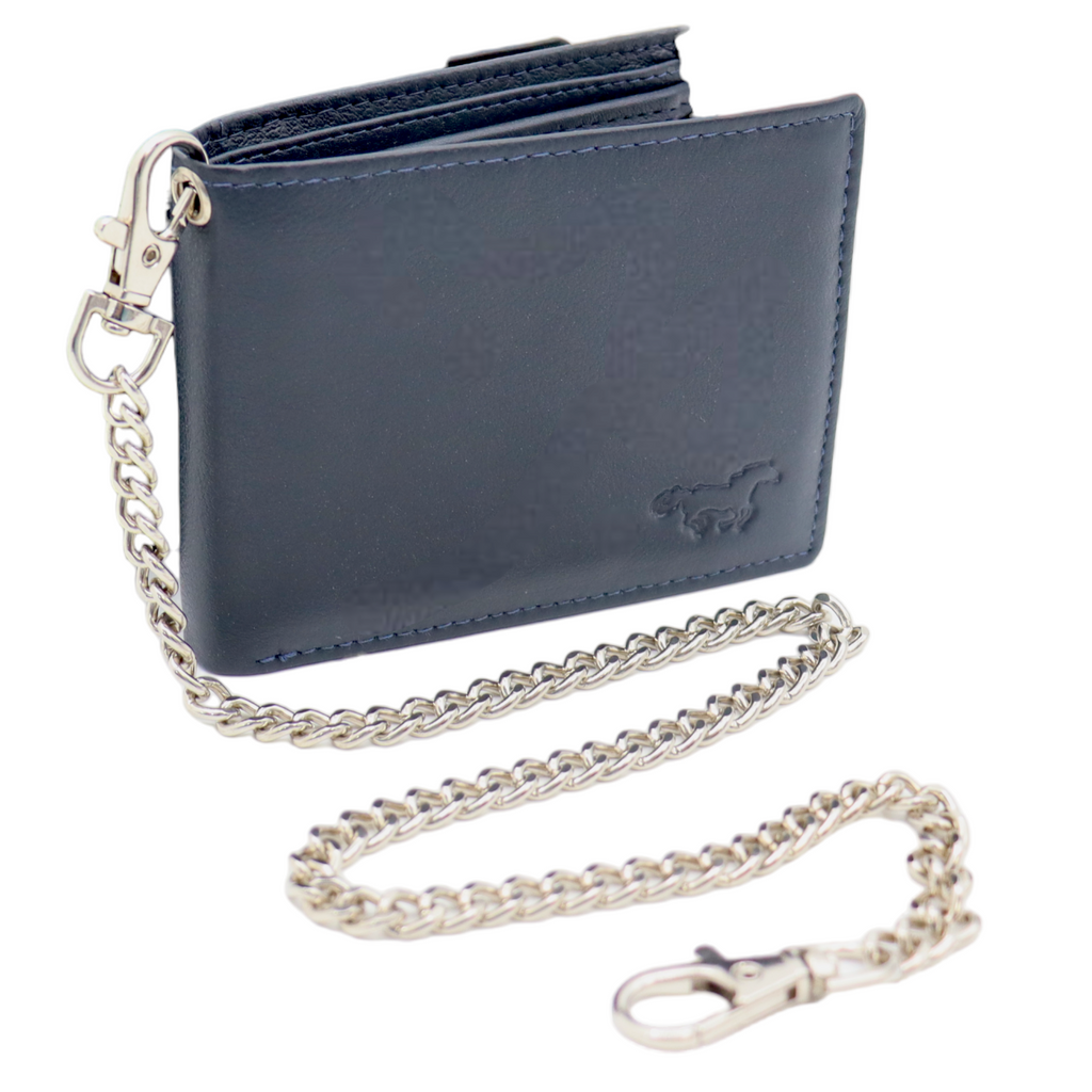 Compacte Portemonnee Mannen Met Tracker - Portefeuille Met Ketting - Bluetooth Tracker En Ketting - Navy