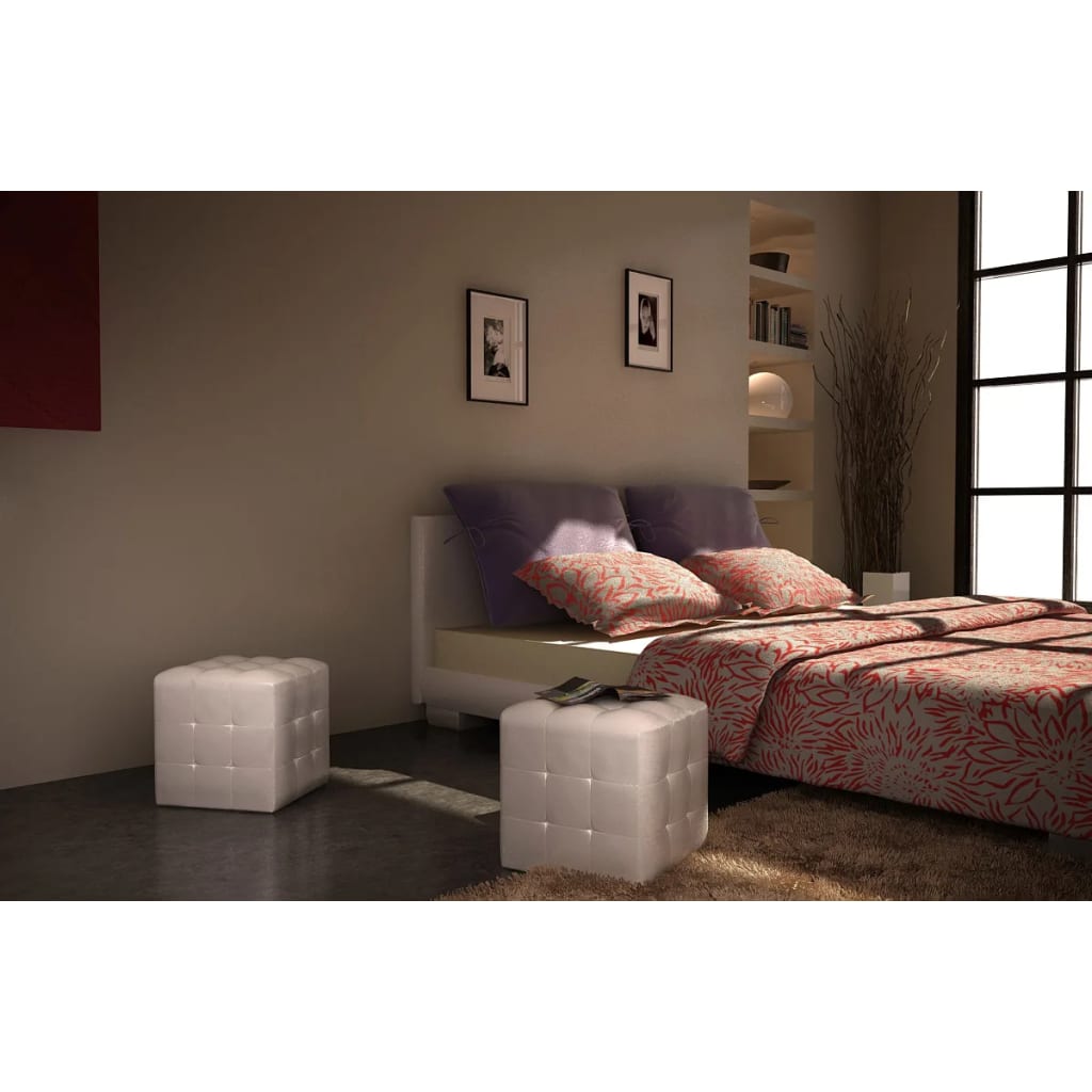 Krukken 2 st kubusvormig wit