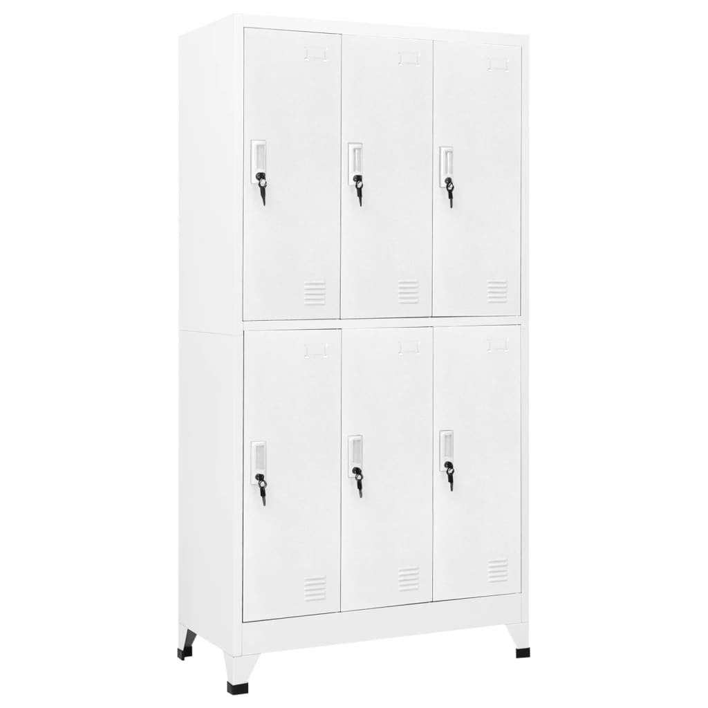 Lockerkast Met 6 Vakken 90X45X180 Cm Staal Grijs Met 6 lockers