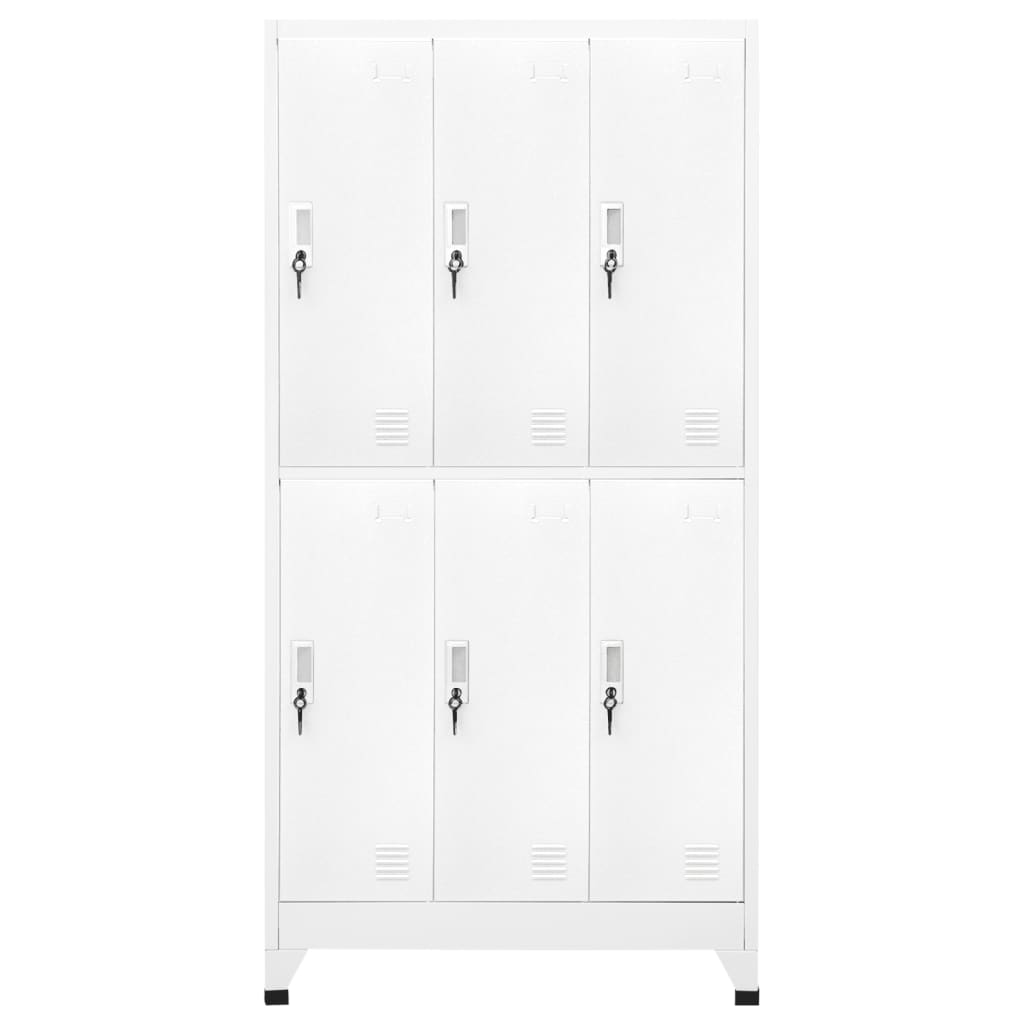 Lockerkast Met 6 Vakken 90X45X180 Cm Staal Grijs Met 6 lockers