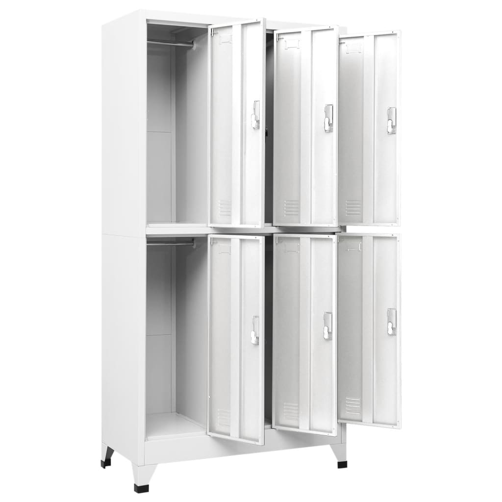 Lockerkast Met 6 Vakken 90X45X180 Cm Staal Grijs Met 6 lockers