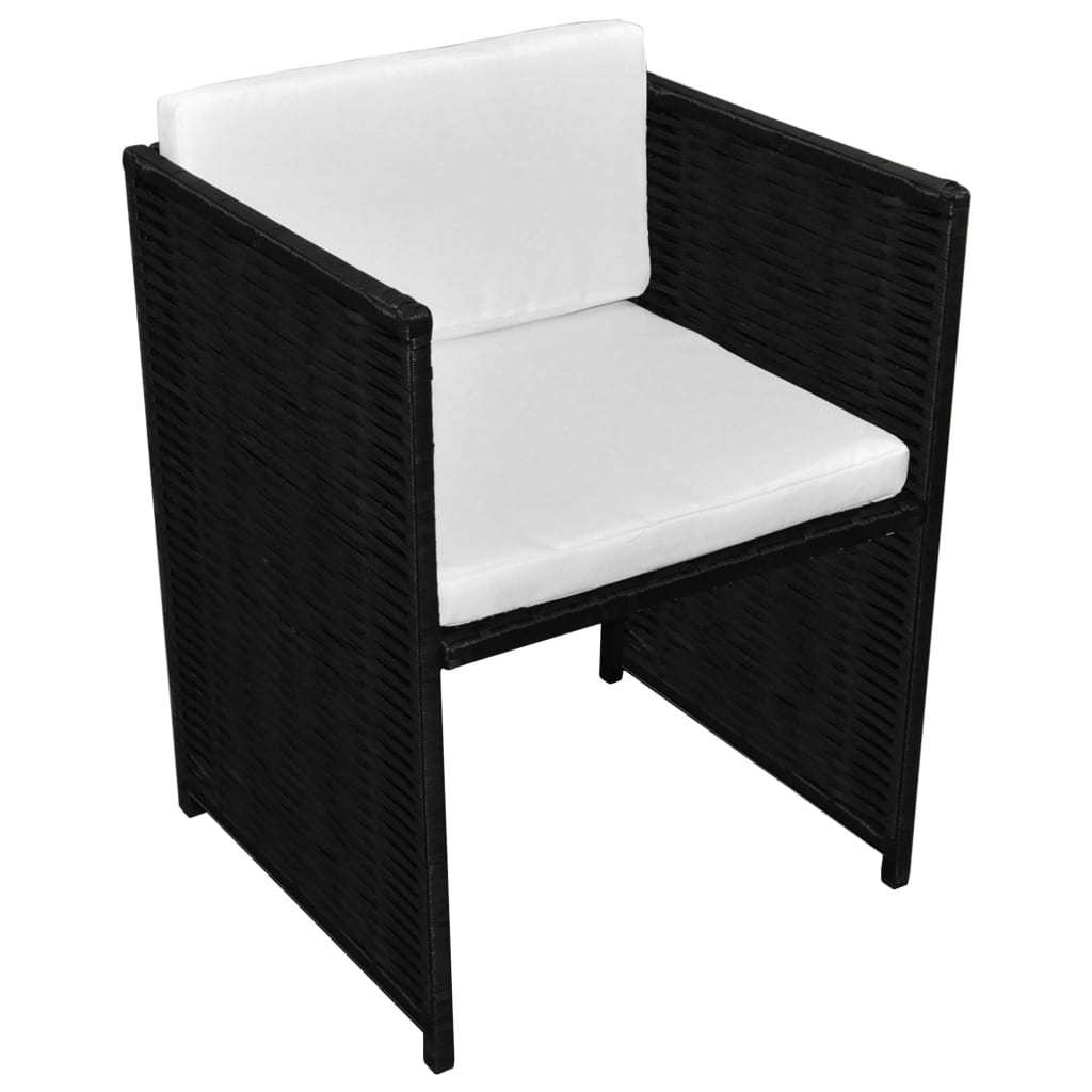 -Delige Bistroset Met Kussens Poly Rattan Zwart