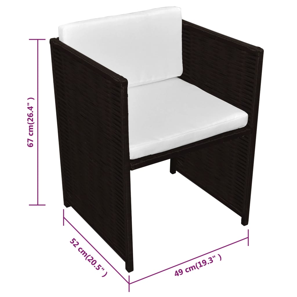 -Delige Bistroset Met Kussens Poly Rattan Bruin