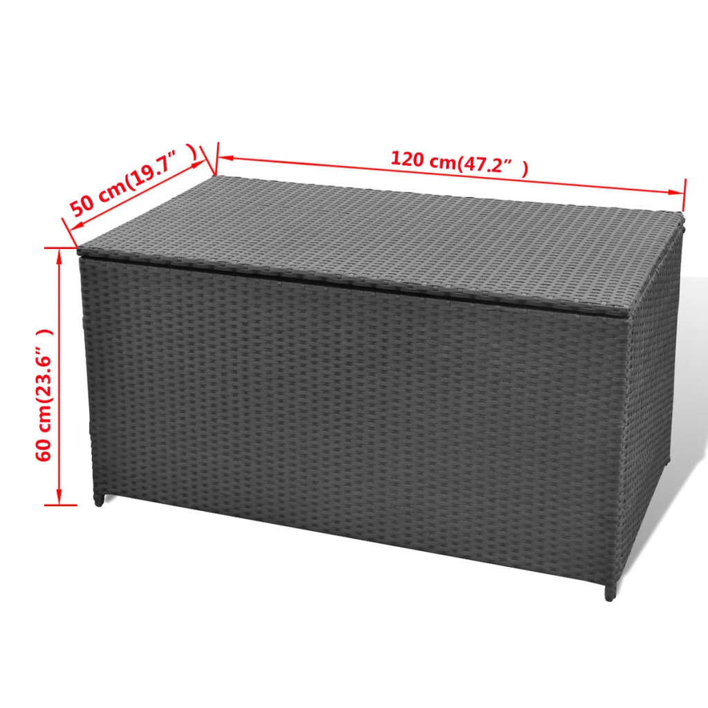 Tuinbox 120X50X60 Cm Poly Rattan Zwart