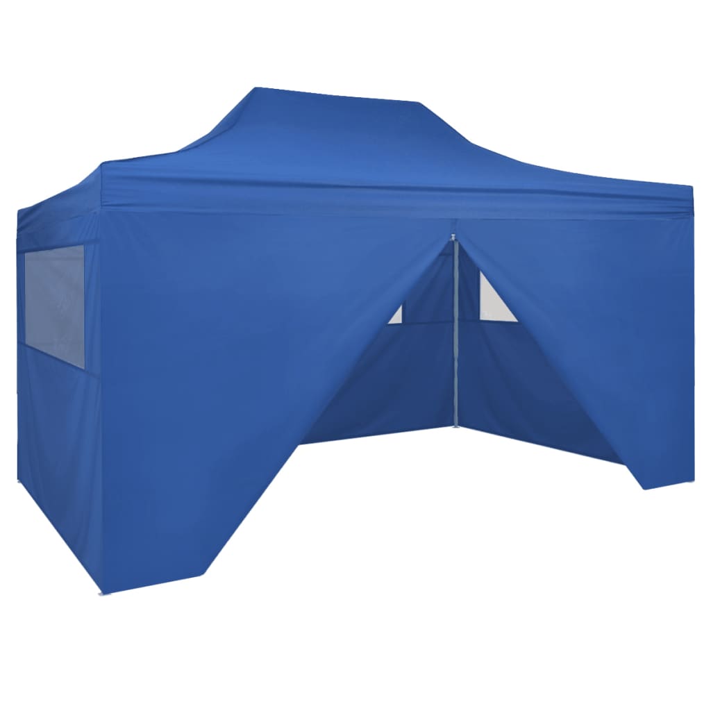 Vouwtent Pop-Up Met 4 Zijwanden 3X4,5 M Blauw