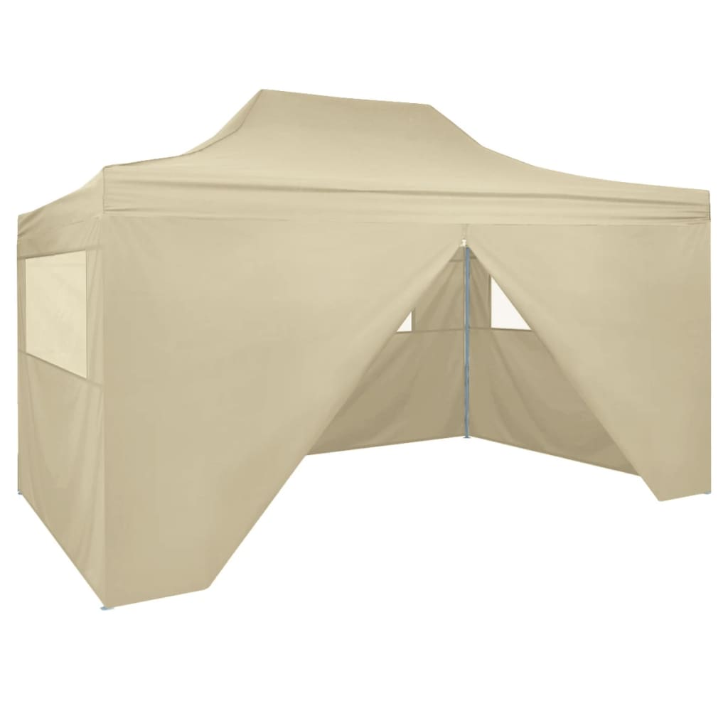 Vouwtent Pop-Up Met 4 Zijwanden 3X4,5 M Wit Crème