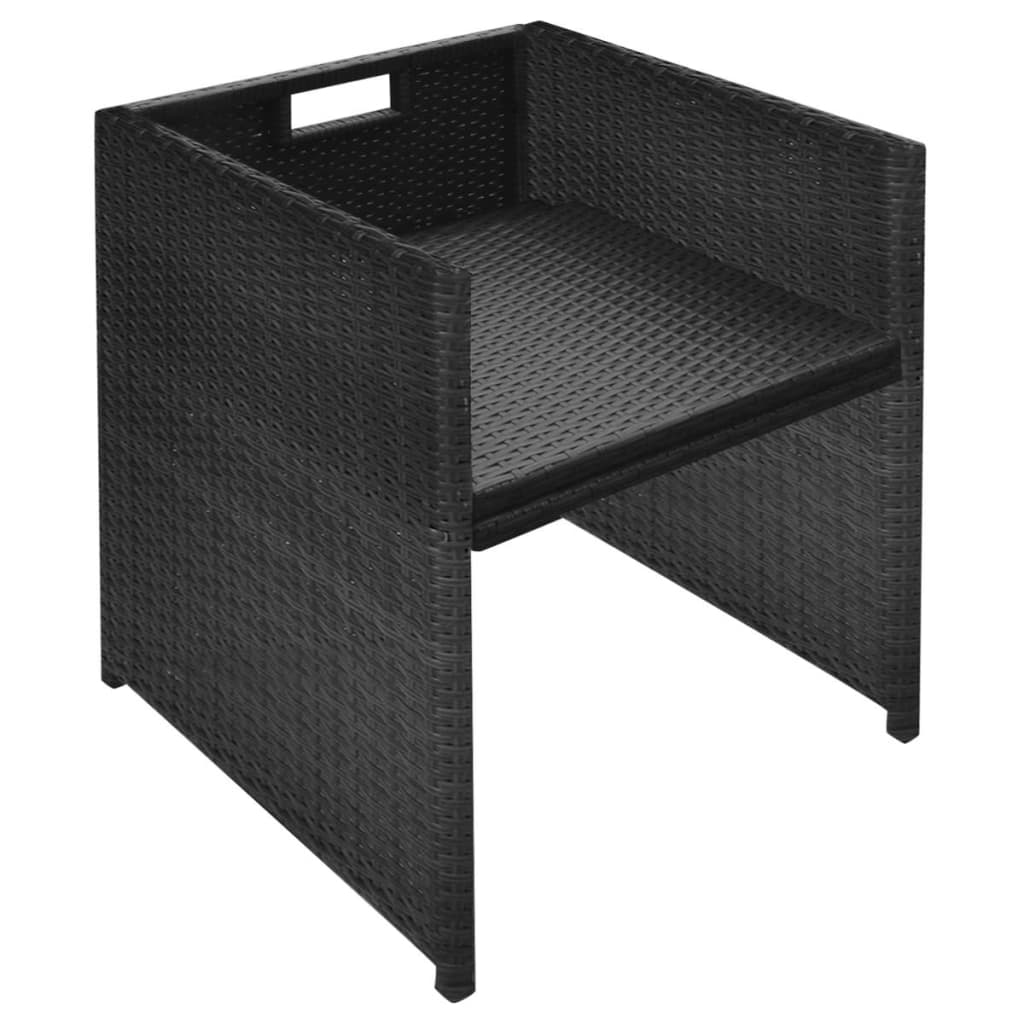 -Delige Bistroset Met Kussens Poly Rattan Zwart