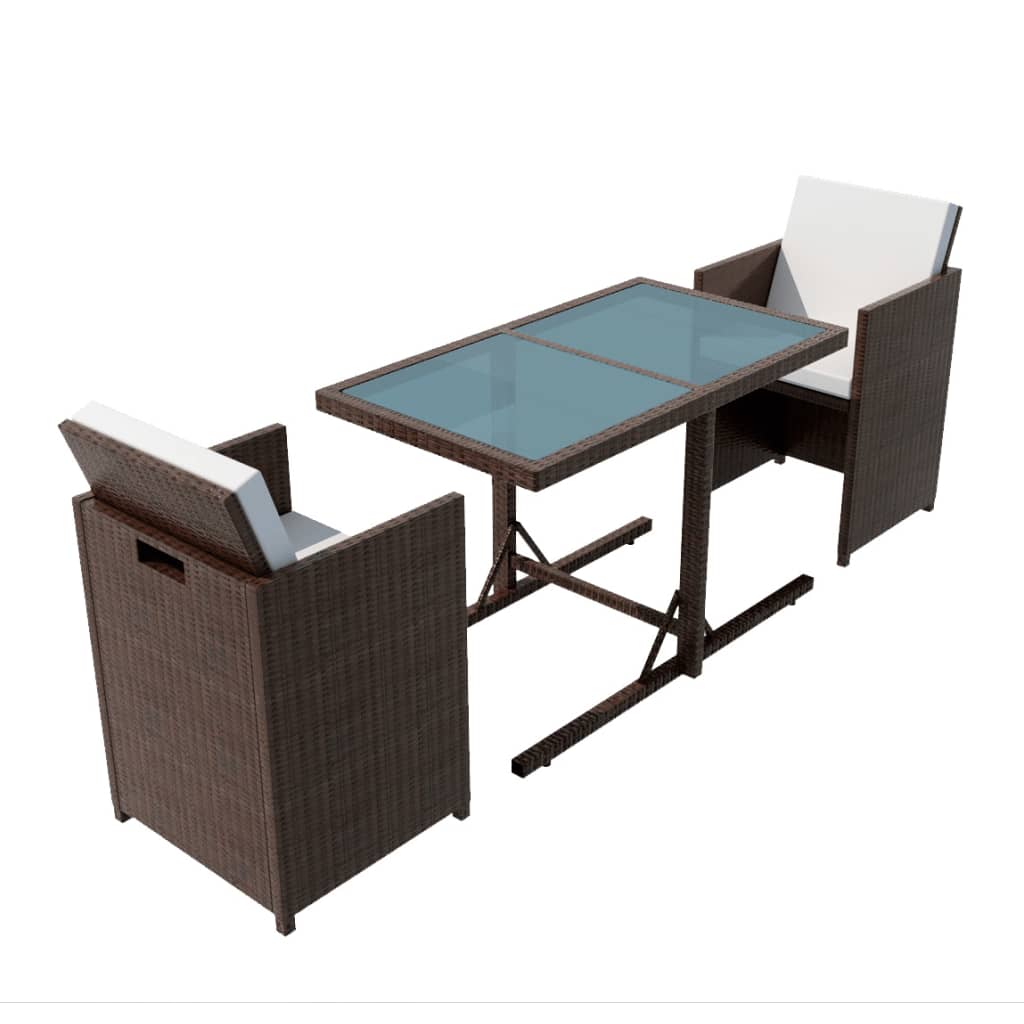 -Delige Bistroset Met Kussens Poly Rattan Bruin