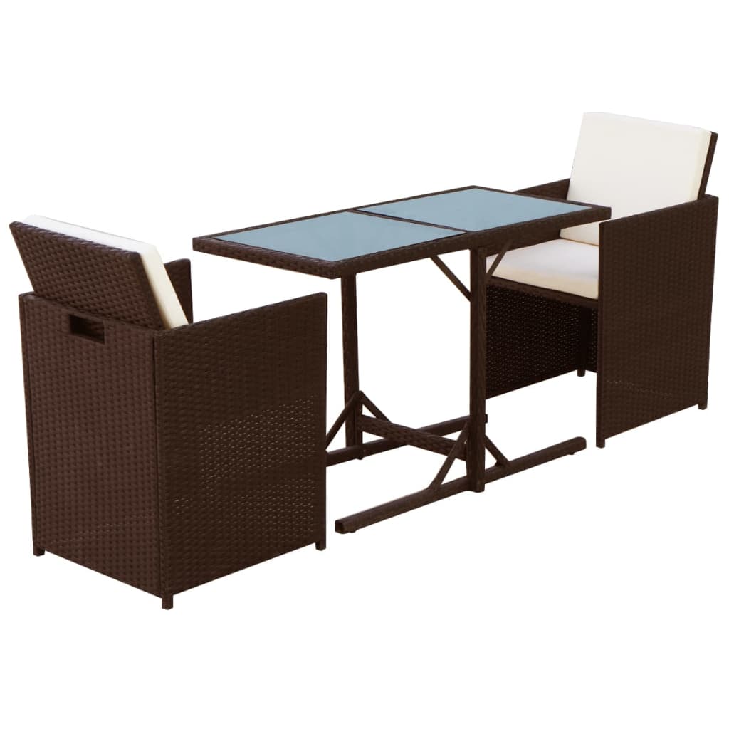 -Delige Bistroset Met Kussens Poly Rattan Bruin