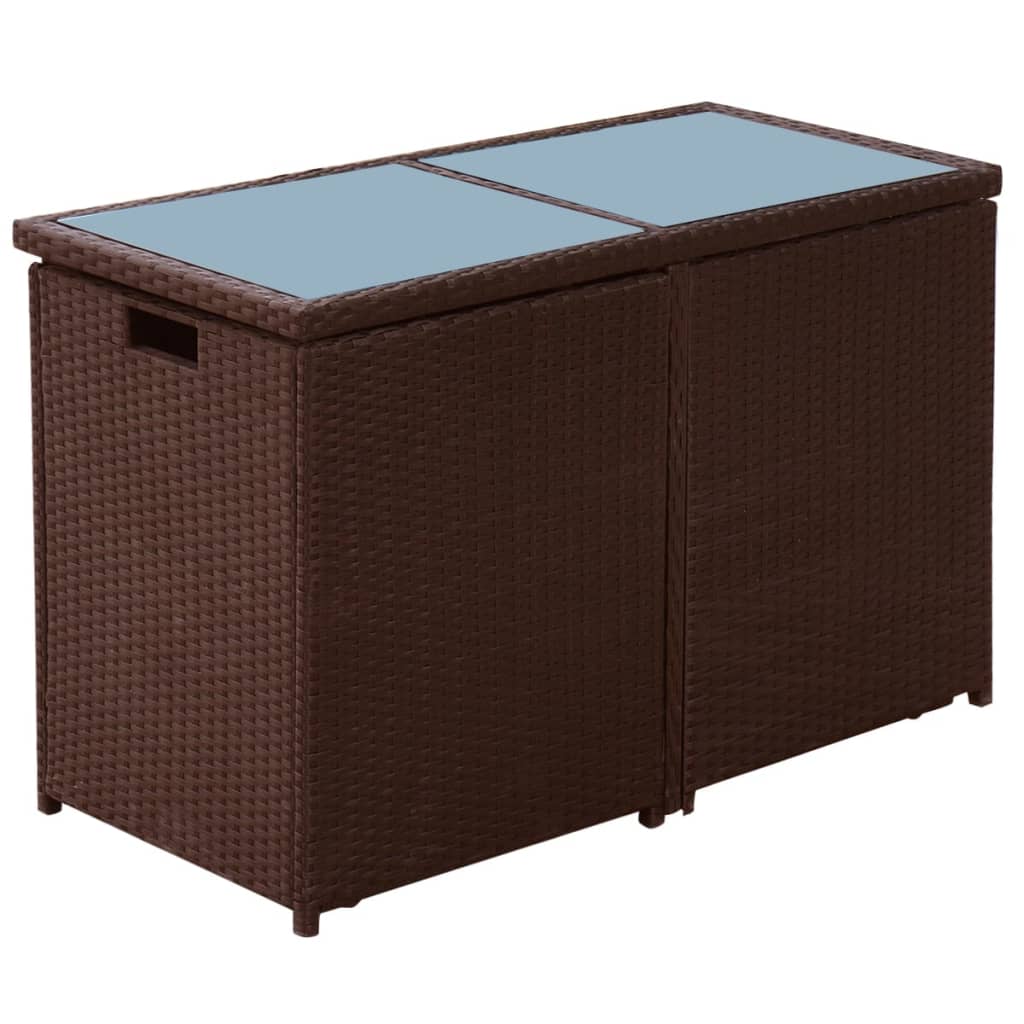 -Delige Bistroset Met Kussens Poly Rattan Bruin