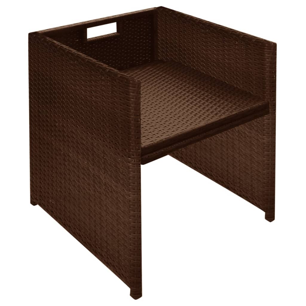 -Delige Bistroset Met Kussens Poly Rattan Bruin