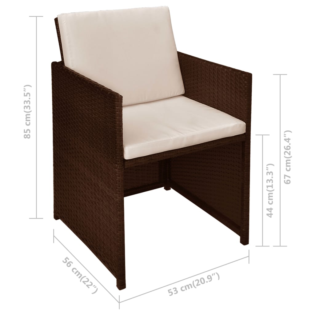 -Delige Bistroset Met Kussens Poly Rattan Bruin