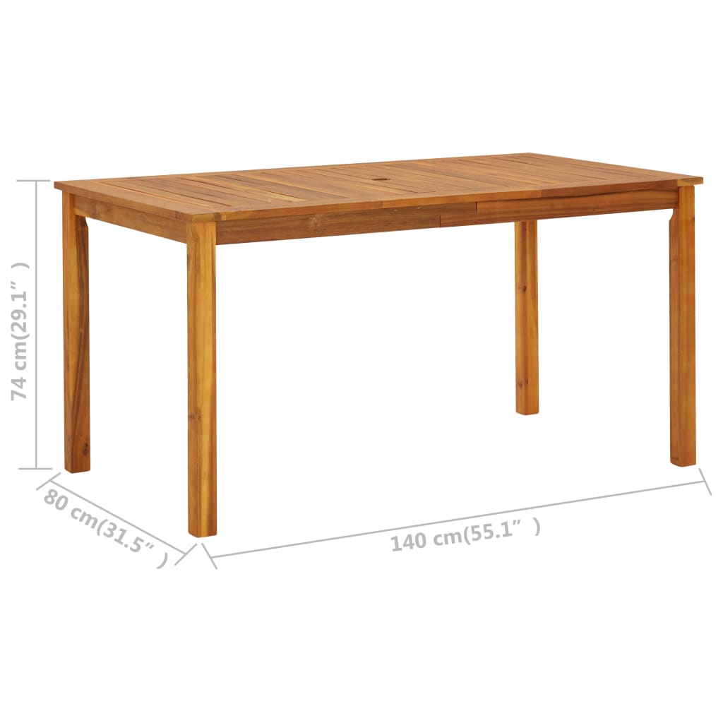 Tuintafel Massief Acaciahout 140 x 80 x 74 cm