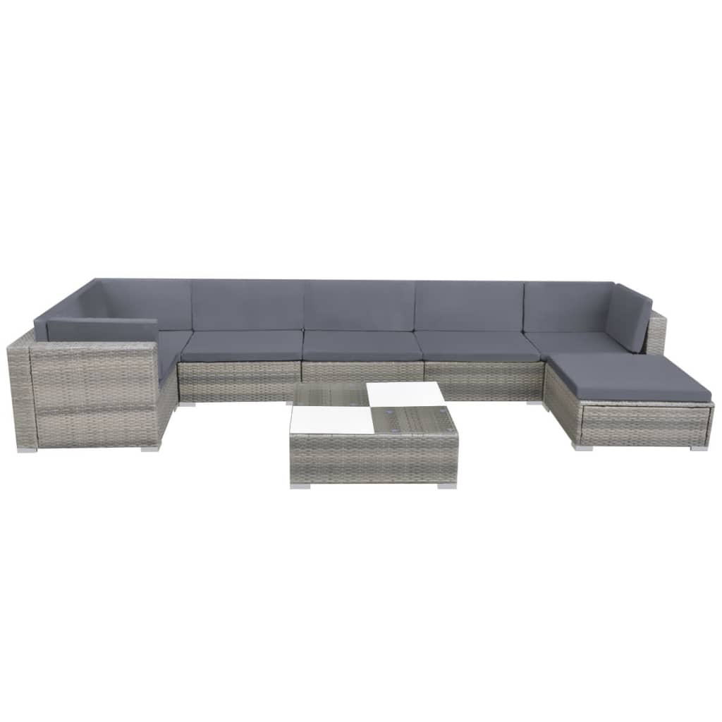 8-Delige Loungeset Met Kussens Poly Rattan Grijs