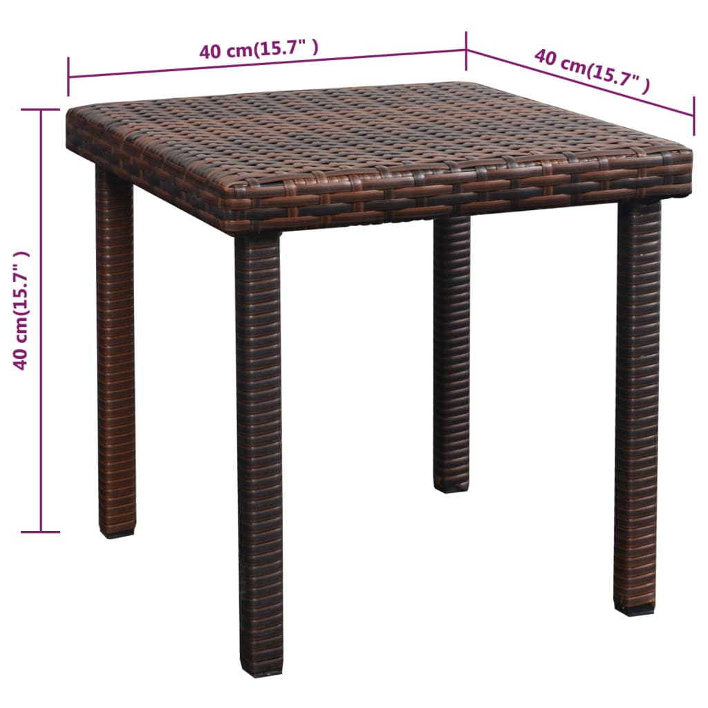 Ligbed Met Kussen En Tafel Poly Rattan Bruin