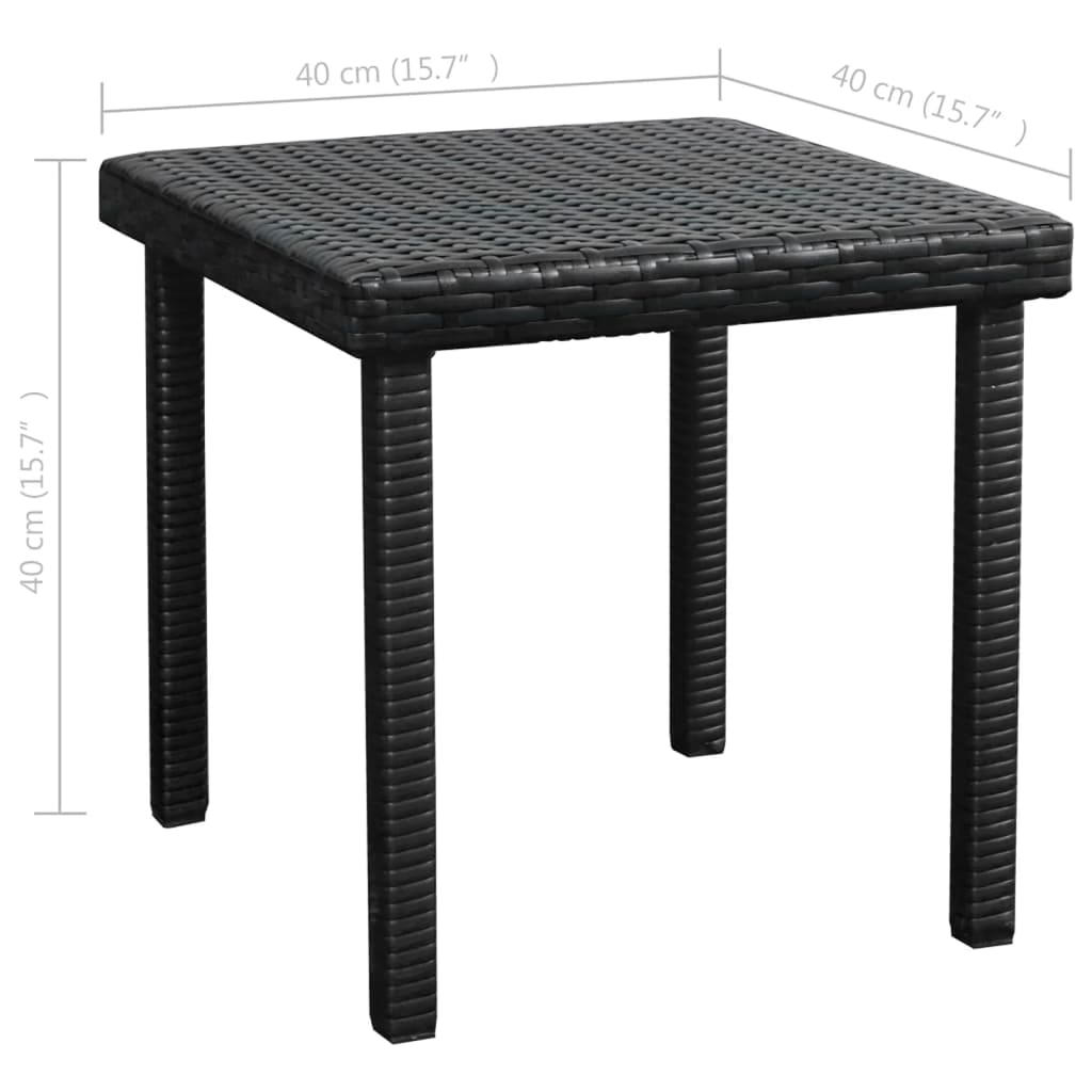 Ligbed Met Kussen En Tafel Poly Rattan Zwart