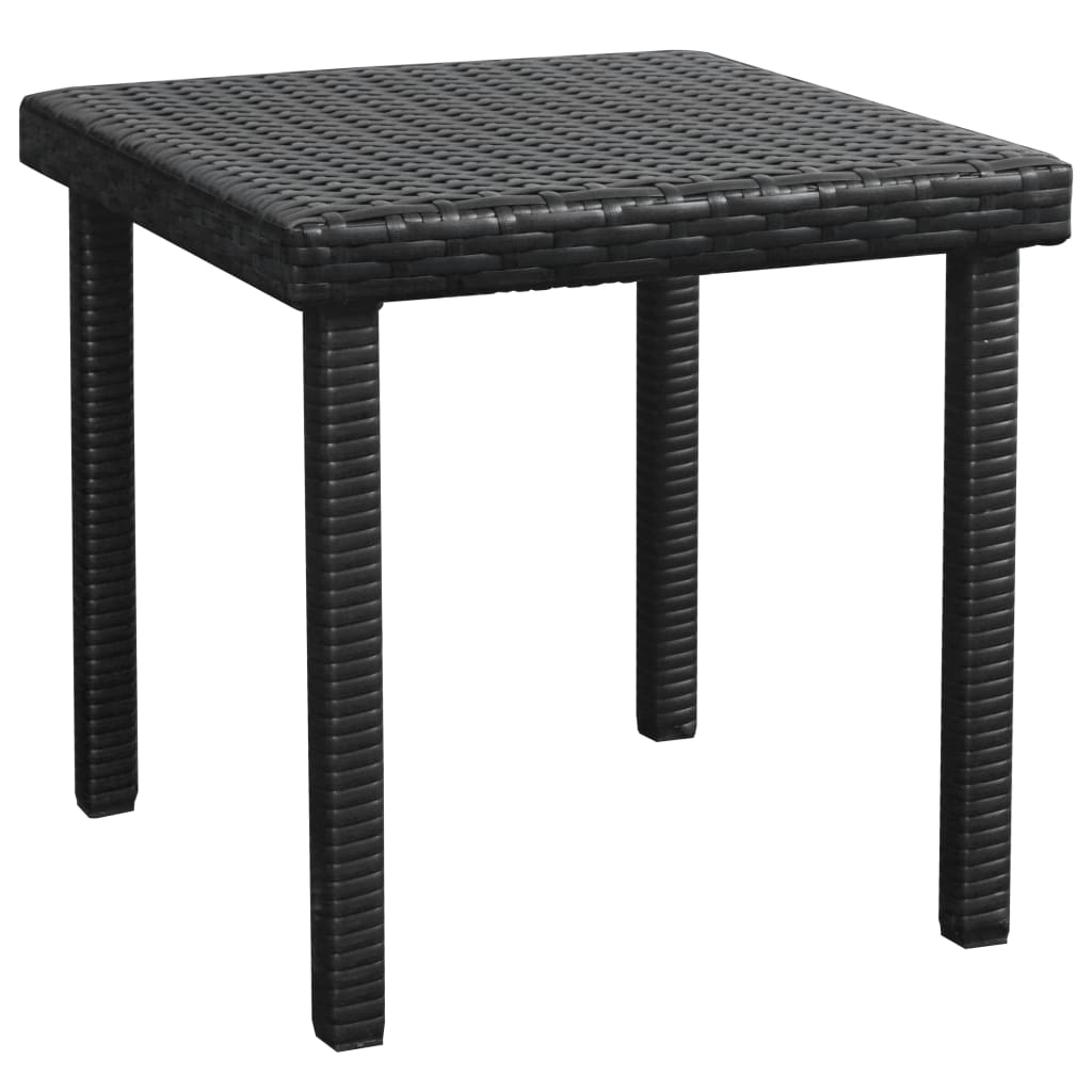 Ligbed Met Kussen En Tafel Poly Rattan Zwart