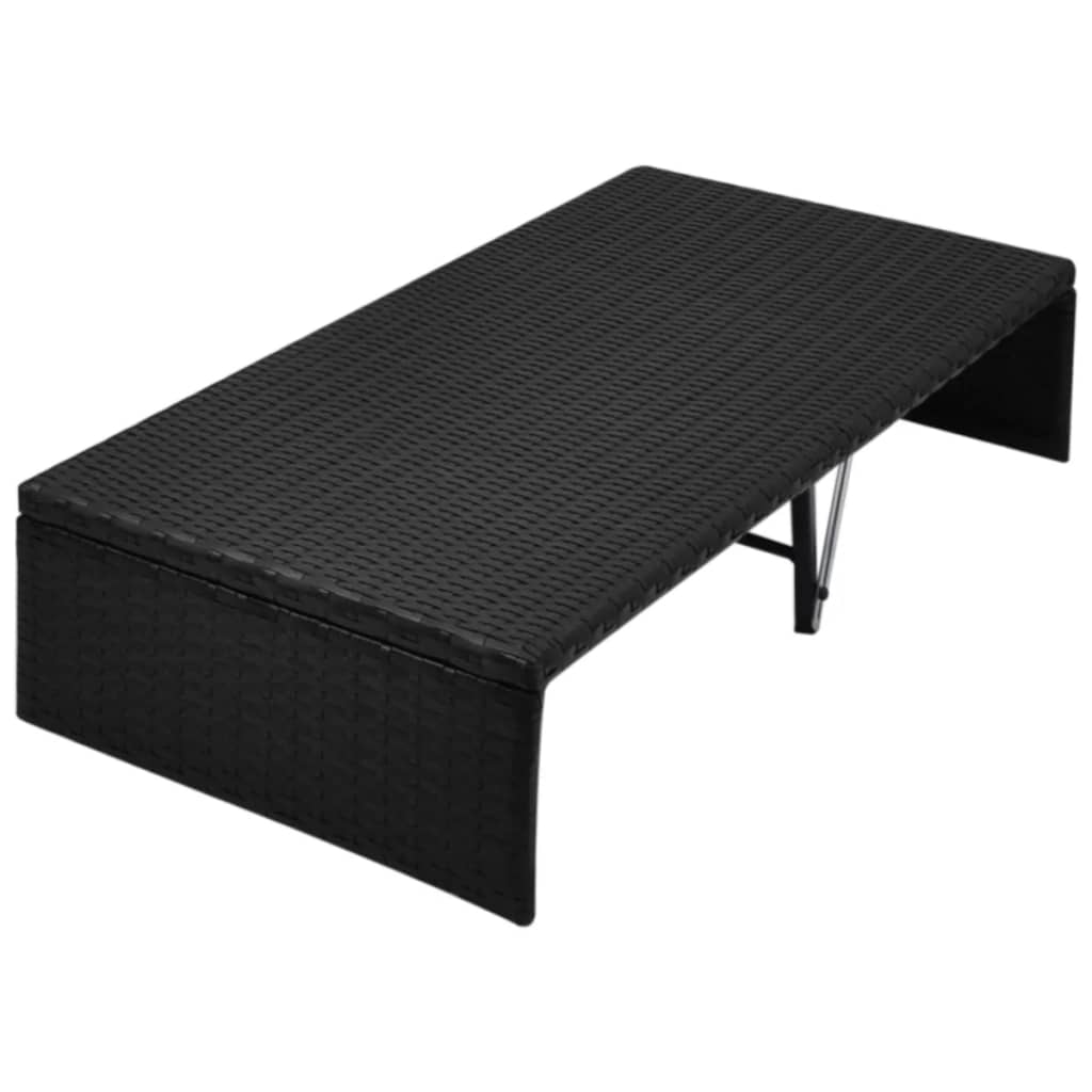 Tuinbed met luifel 190x130 cm poly rattan zwart