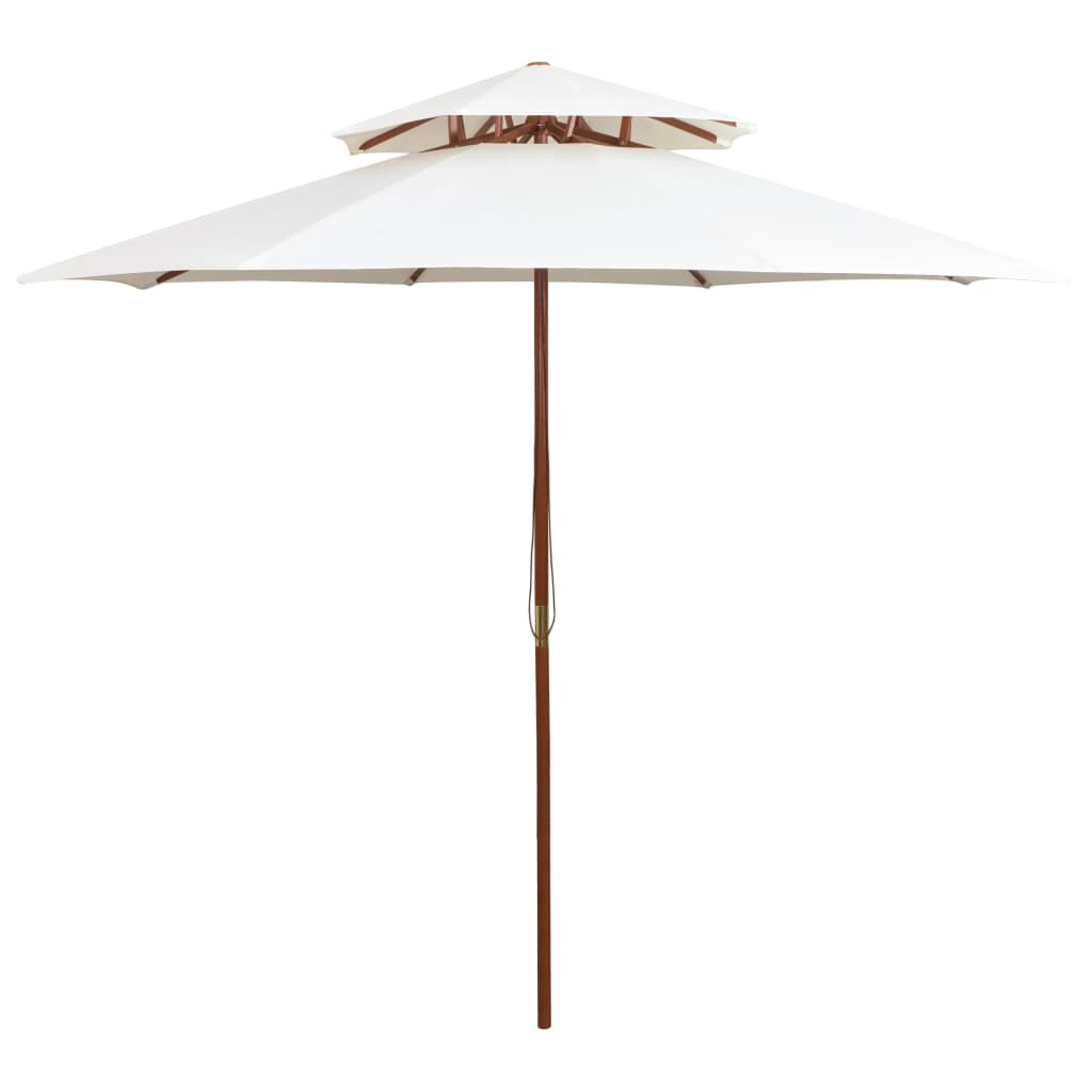 Dubbeldekker Parasol 270X270 Cm Houten Paal Crèmewit