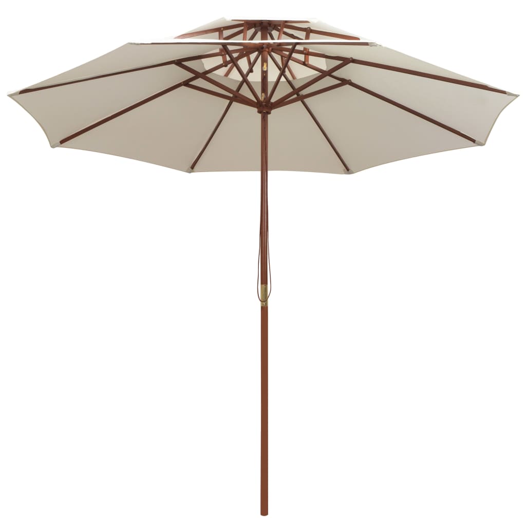 Dubbeldekker Parasol 270X270 Cm Houten Paal Crèmewit