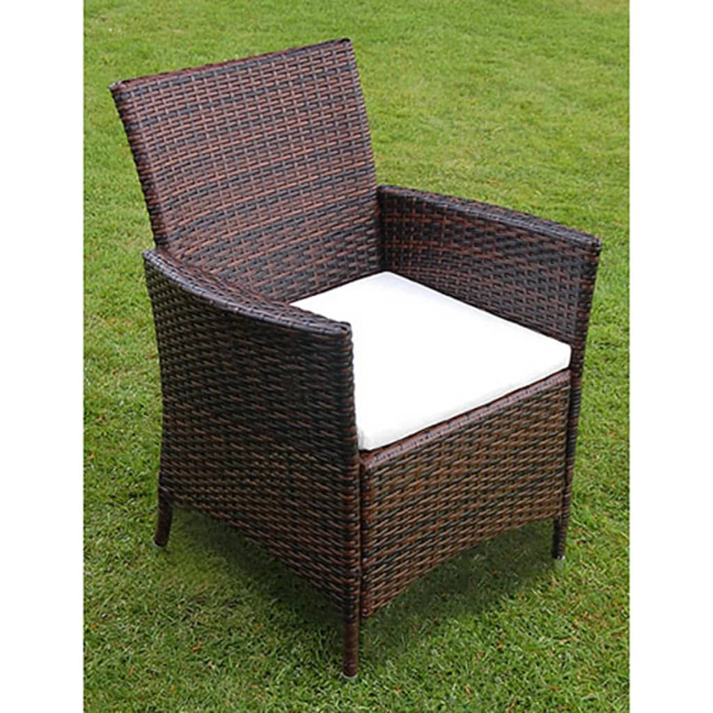 7-delige Tuinset met kussens poly rattan bruin