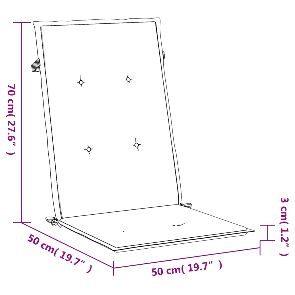 Tuinstoelkussens Rugleuning Stof 2 120 x 50 x 3 cm Antraciet