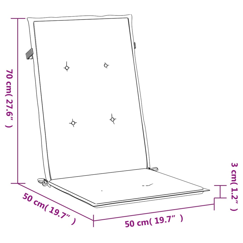 Tuinstoelkussens Rugleuning Stof 2 120 x 50 x 3 cm Grijs