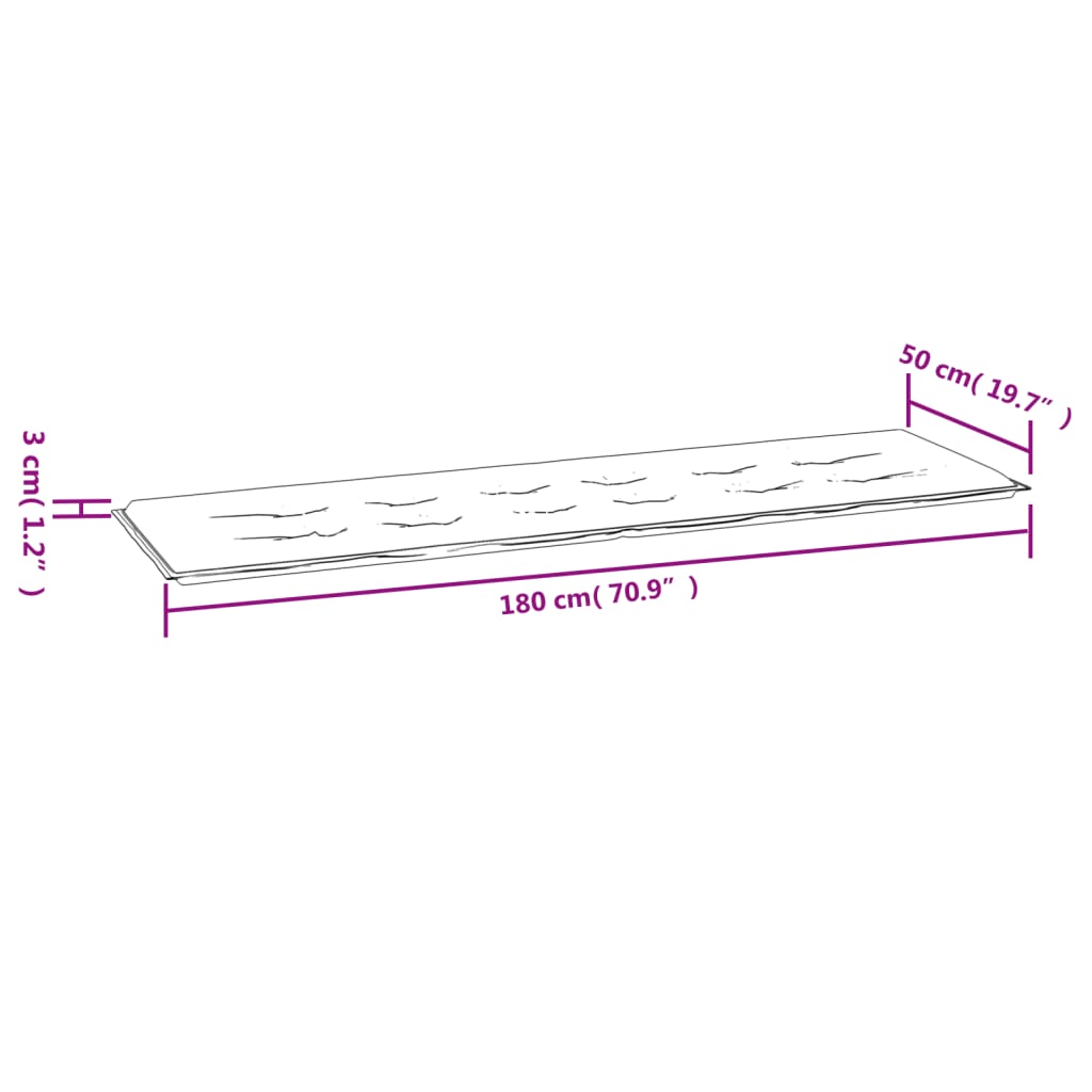 Tuinbankkussen Oxford Stof 180 x 50 x 3 cm Grijs