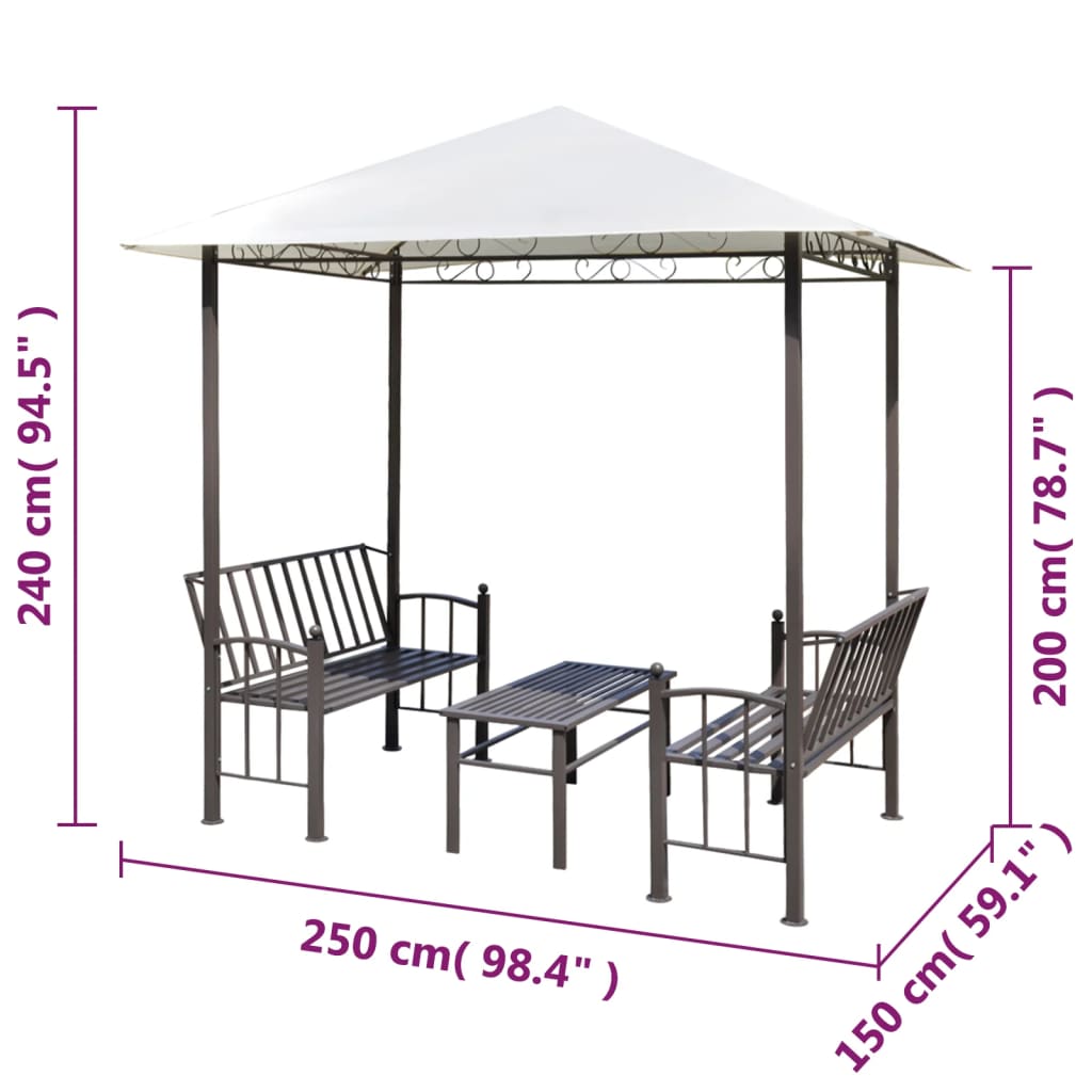 Tuinpaviljoen met tafel en bankjes 2,5x1,5x2,4 m