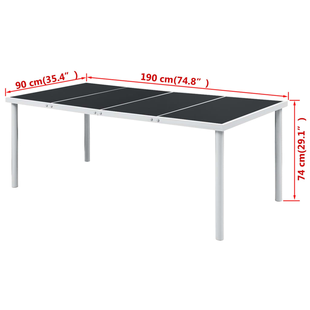 Tuintafel 190x90x74 cm staal zwart